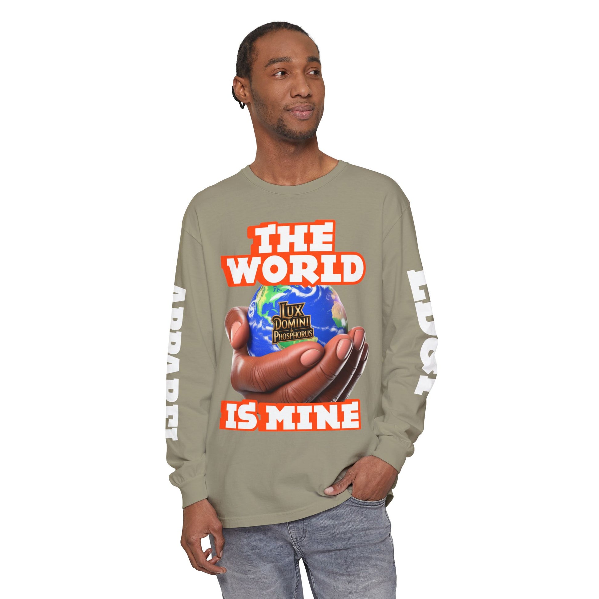 Garment-dyed Long Sleeve T-Shirt - The World Is Mine