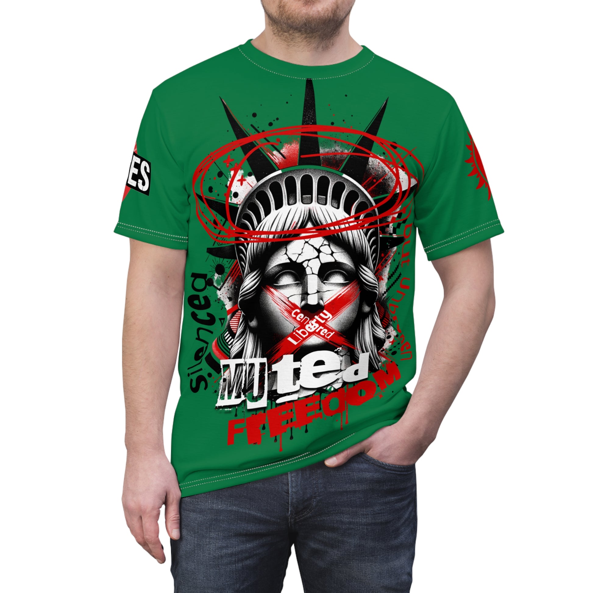 Muted Freedom LD&P APPAREL DESIGN Graphic Tee Shirt Green
