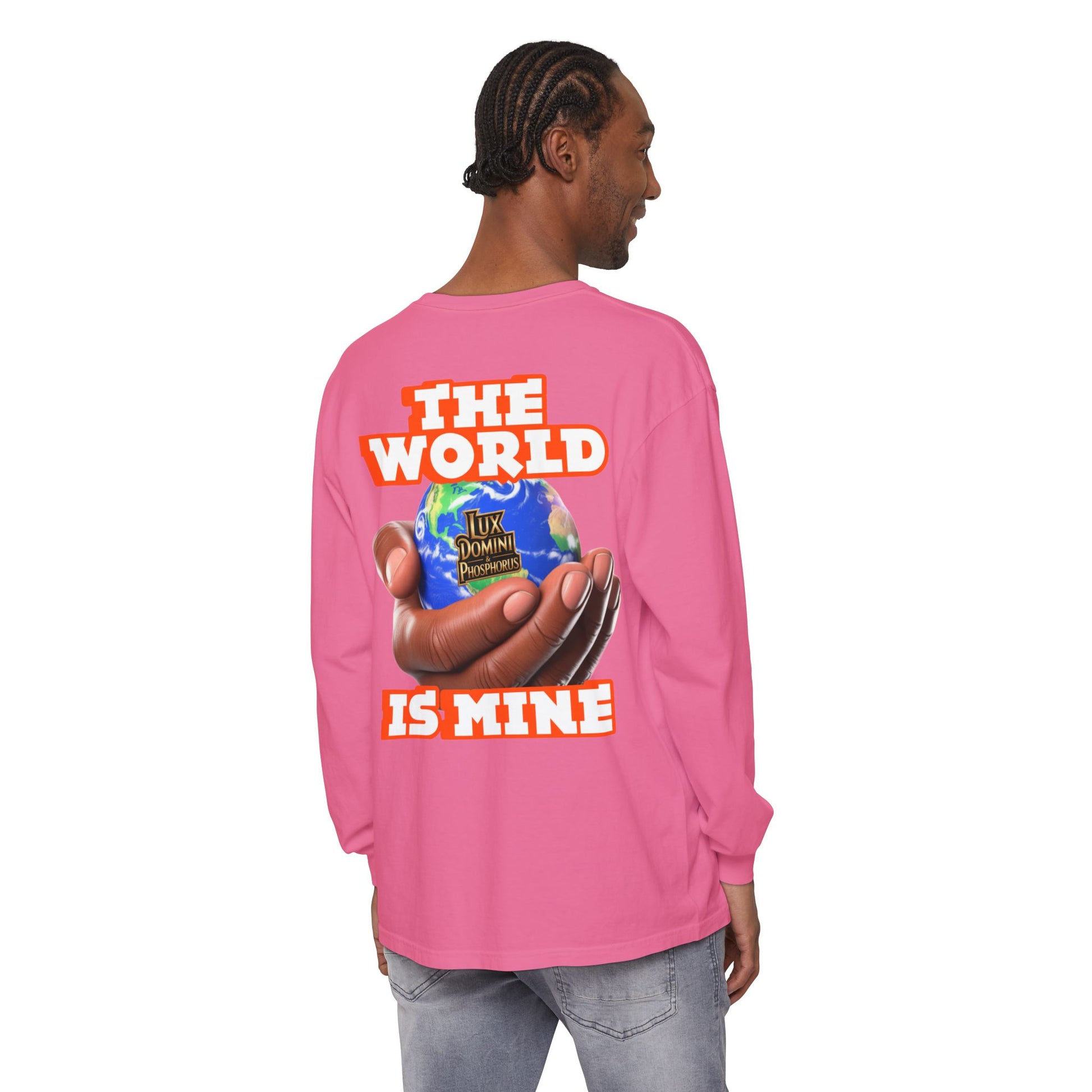 Garment-dyed Long Sleeve T-Shirt - The World Is Mine