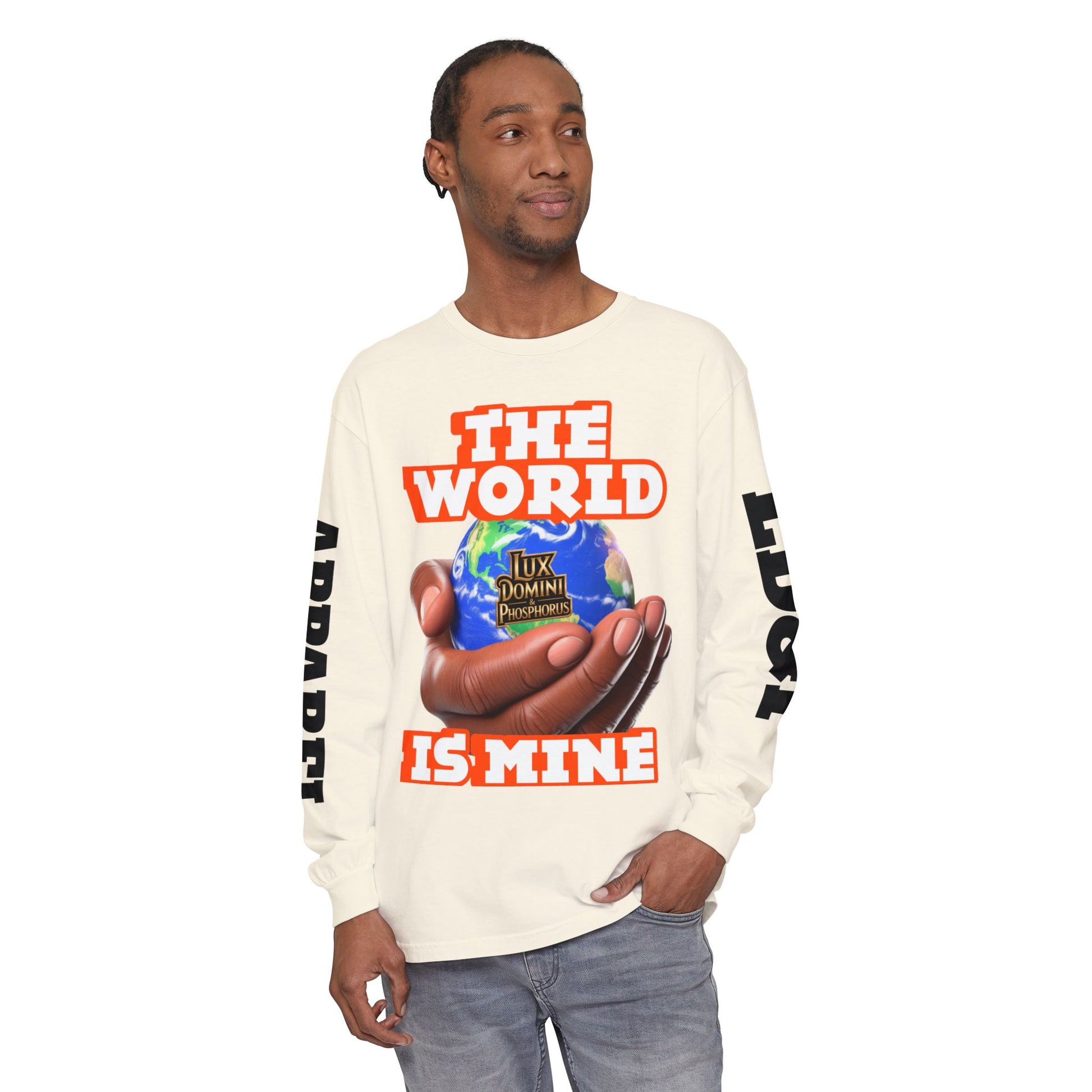 Garment-dyed Long Sleeve T-Shirt - The World Is Mine