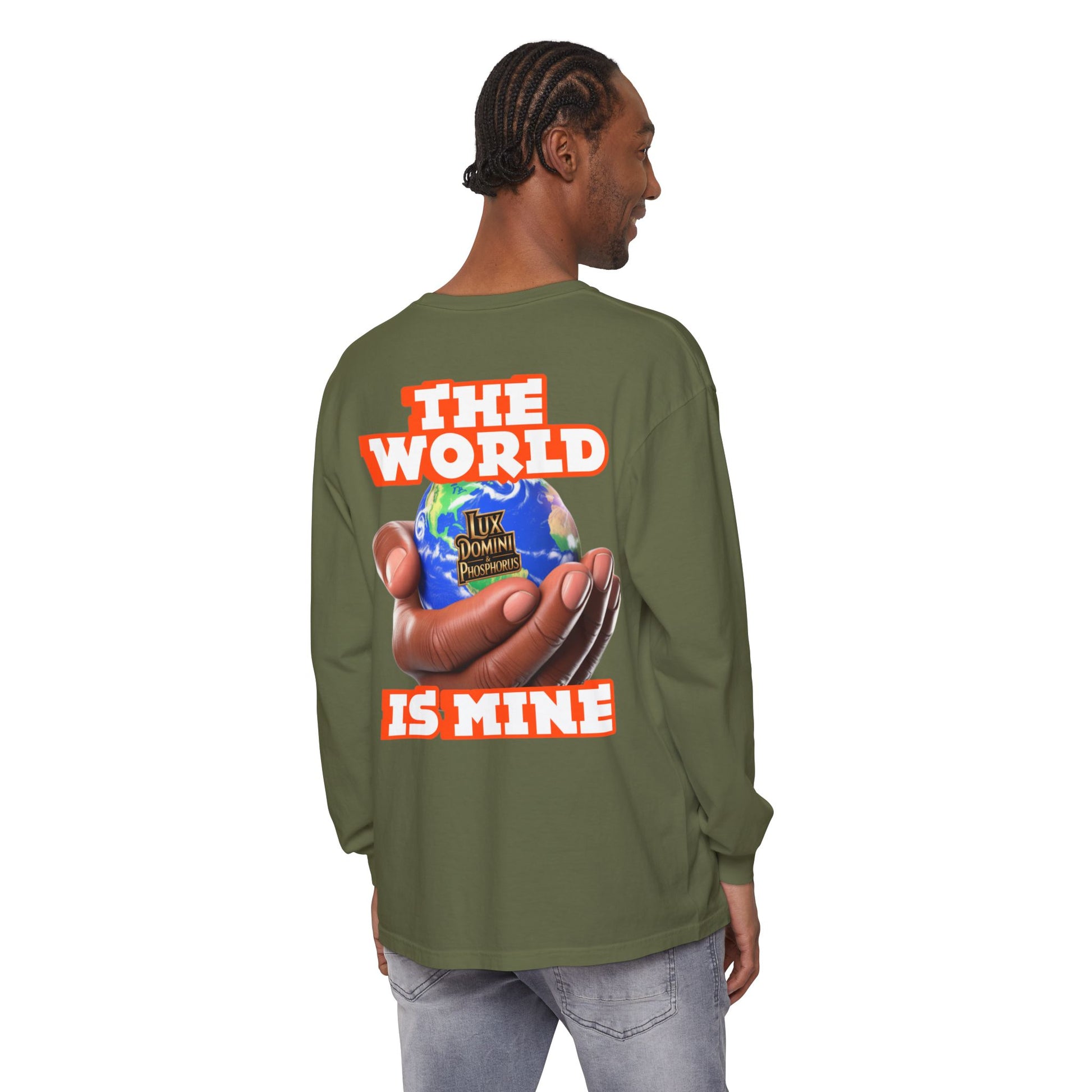 Garment-dyed Long Sleeve T-Shirt - The World Is Mine