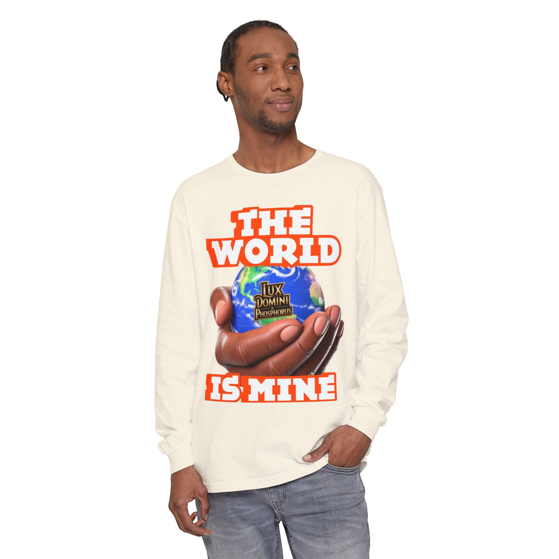Garment-dyed Long Sleeve T-Shirt - The World Is Mine