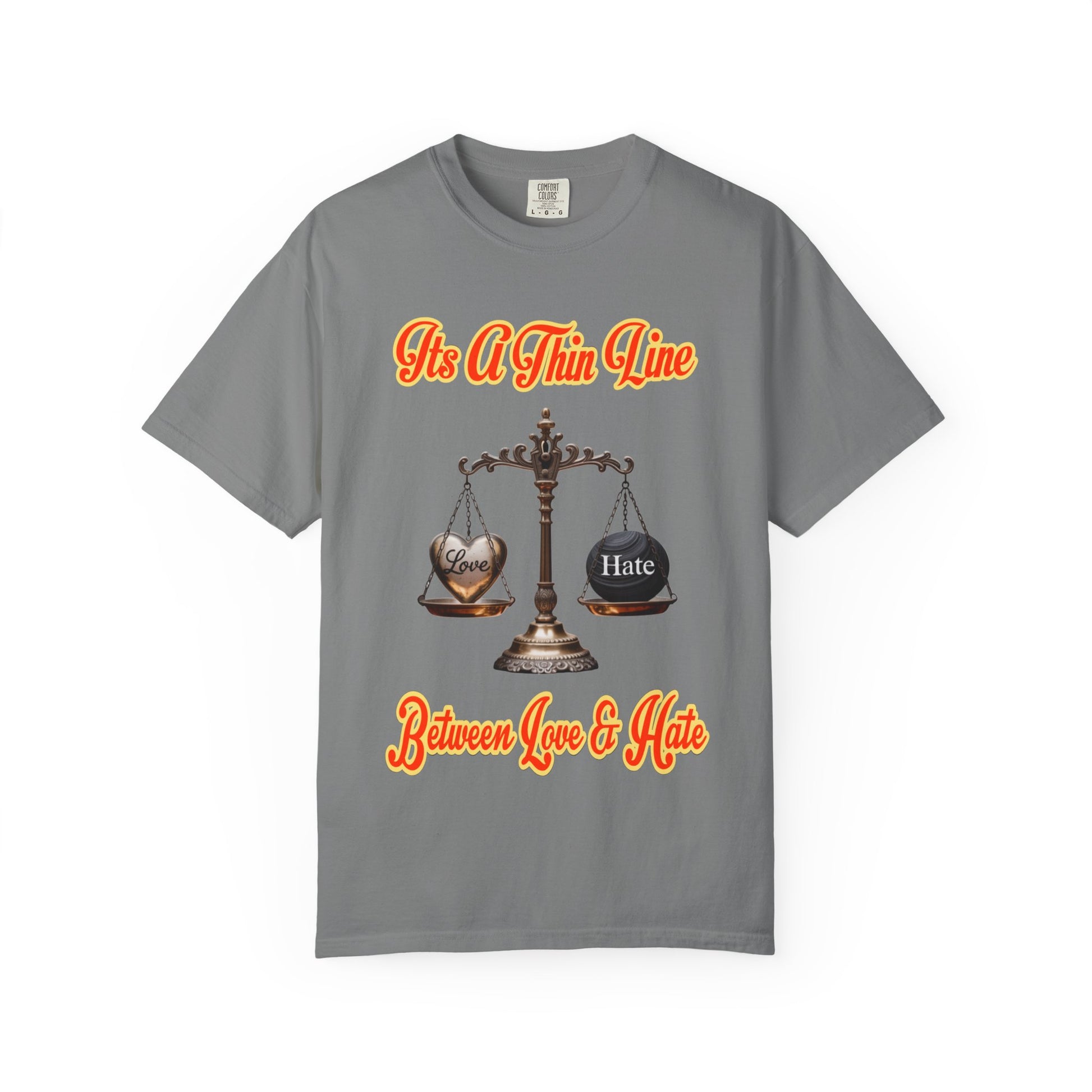 Garment-Dyed T-shirt Thin Line Love Hate LD&amp;P APPAREL Design
