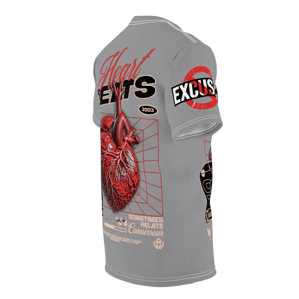 Heart Beats LD&P Apparel Design Graphic Tee Grey