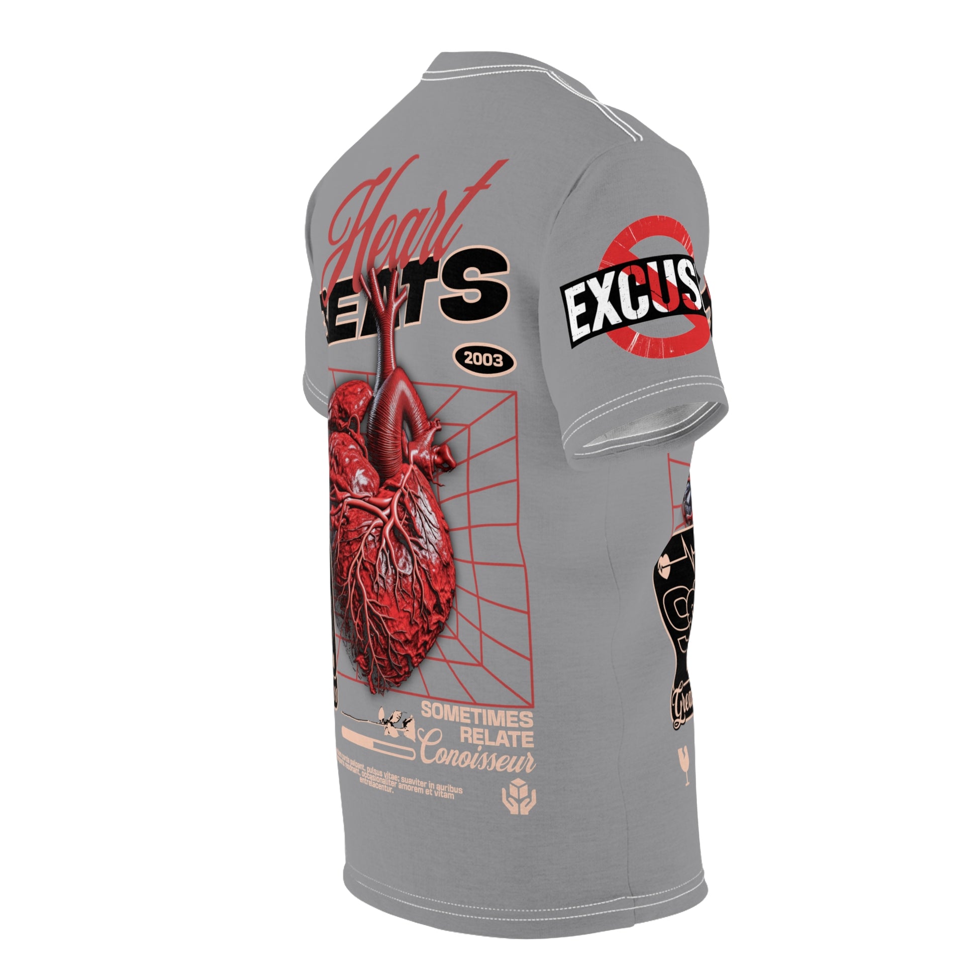 Heart Beats LD&P Apparel Design Graphic Tee Grey