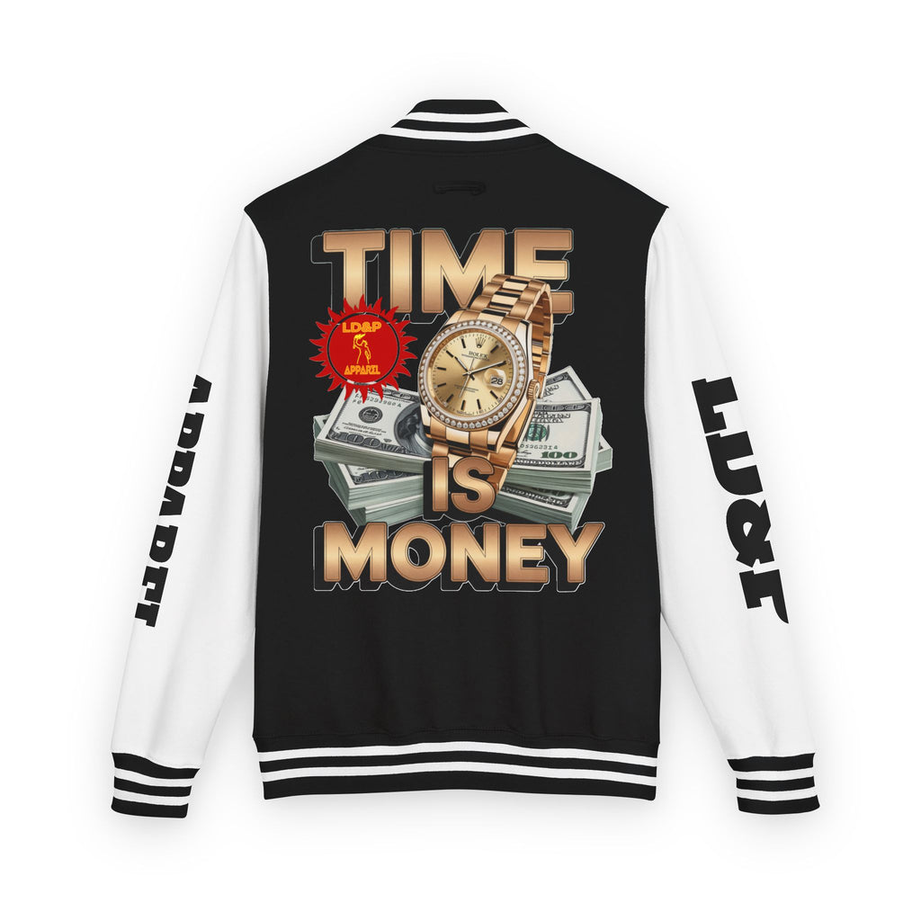 Unisex Heavyweight Letterman Jacket – Time is Money Design