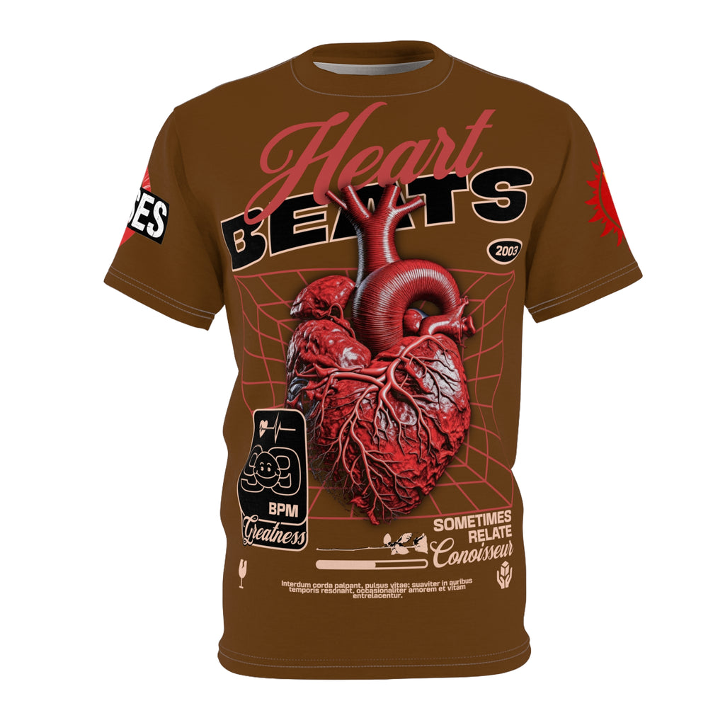 Heart Beats LD&P Apparel Design Graphic Tee Brown