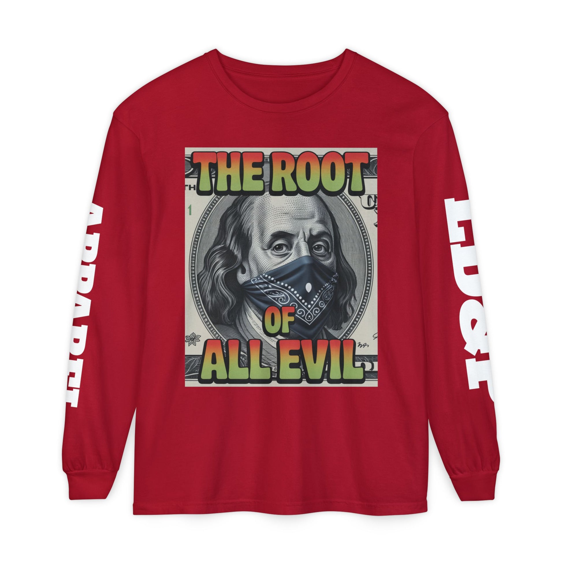 Garment-Dyed Long Sleeve T-Shirt The Root of Evil