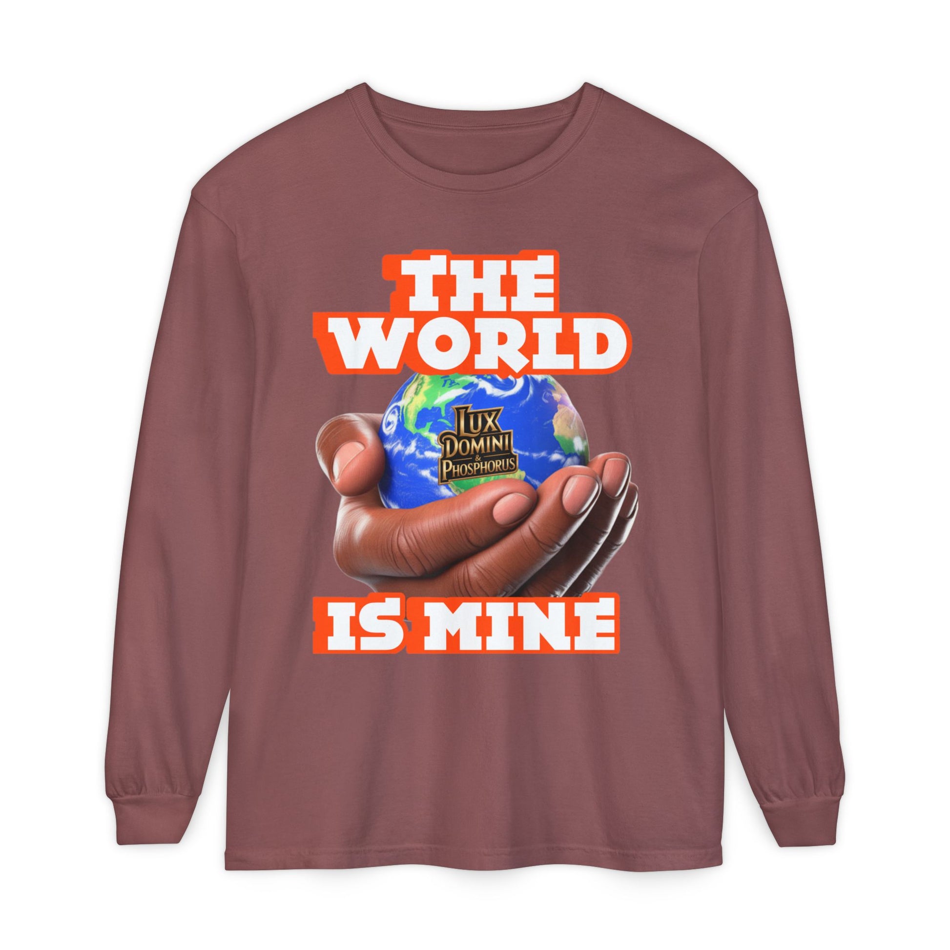 Garment-dyed Long Sleeve T-Shirt - The World Is Mine
