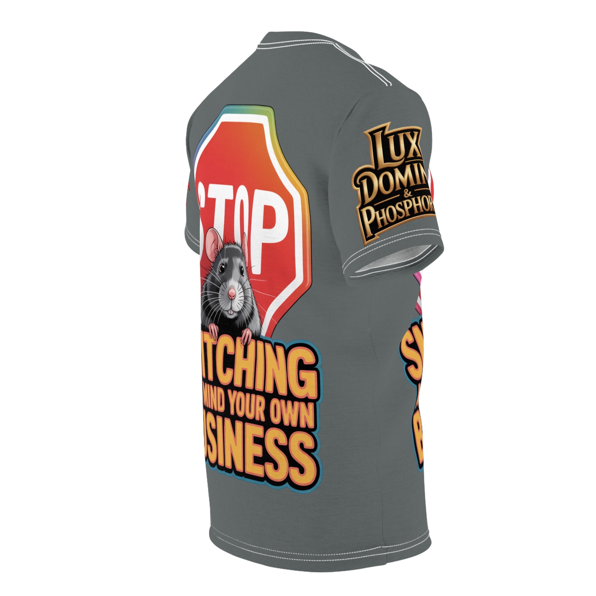 Grey Stop Snitching Print Unisex Cut & Sew Tee