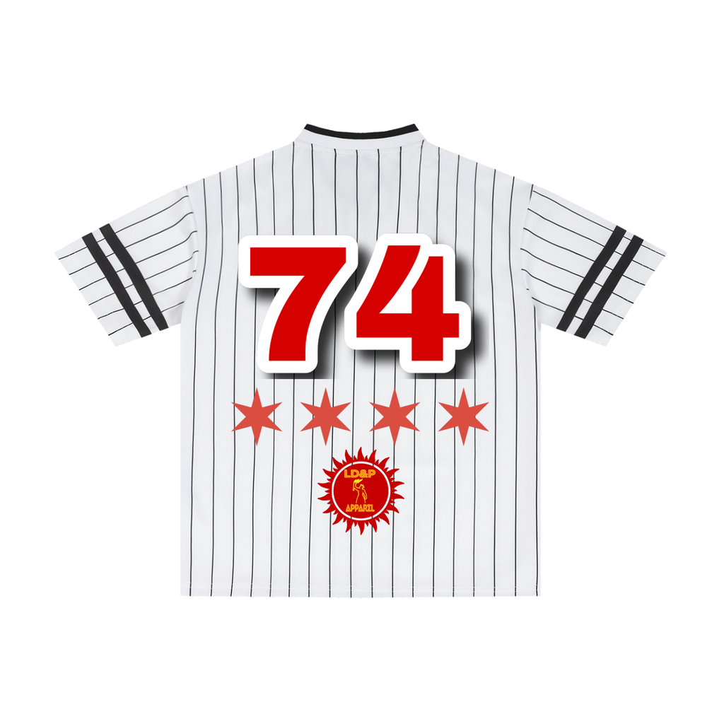TWIN CITY HUSTLER Unisex Striped Loose V-Neck T-Shirt