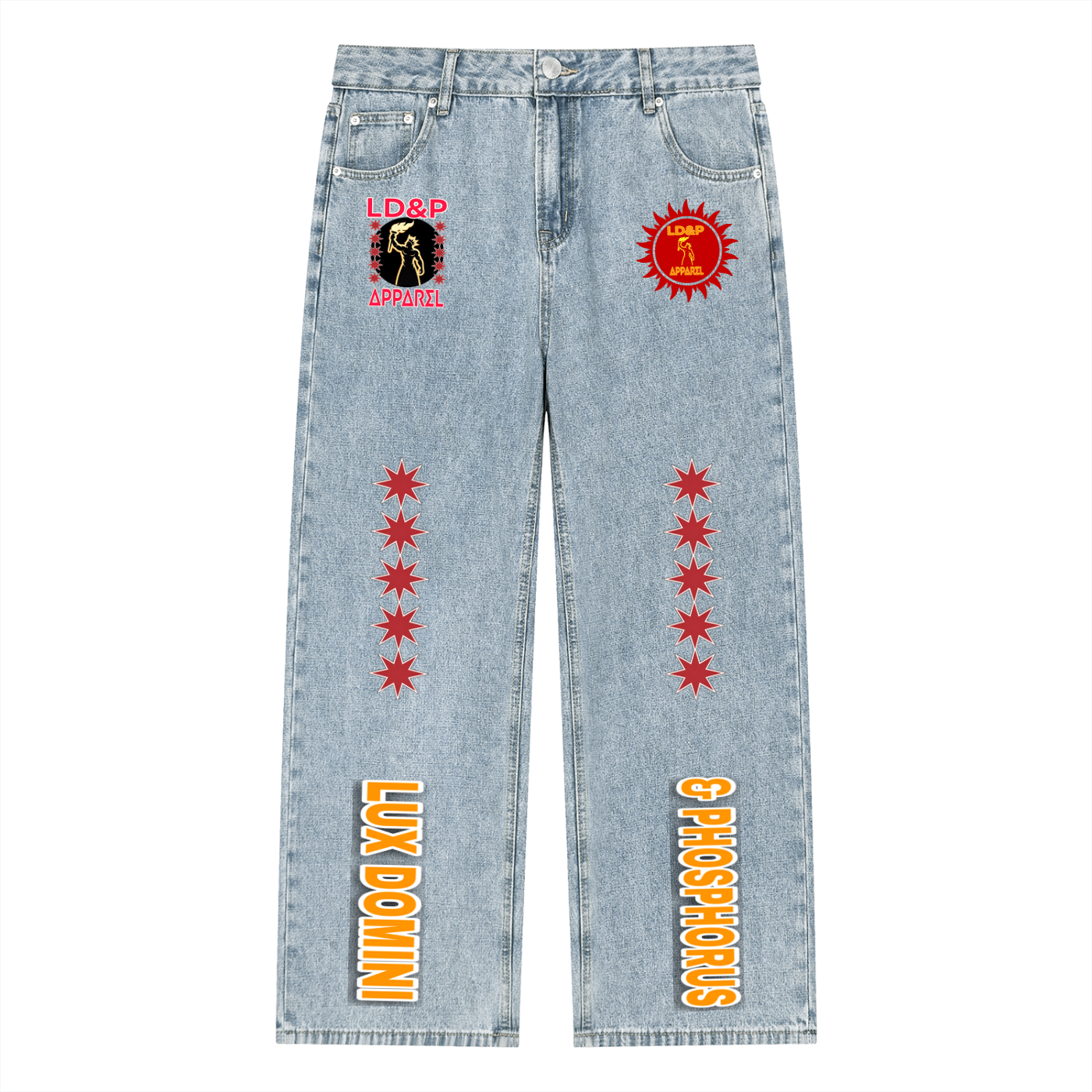 Unisex Vintage Wash Straight Leg  LD&P APPAREL Jeans