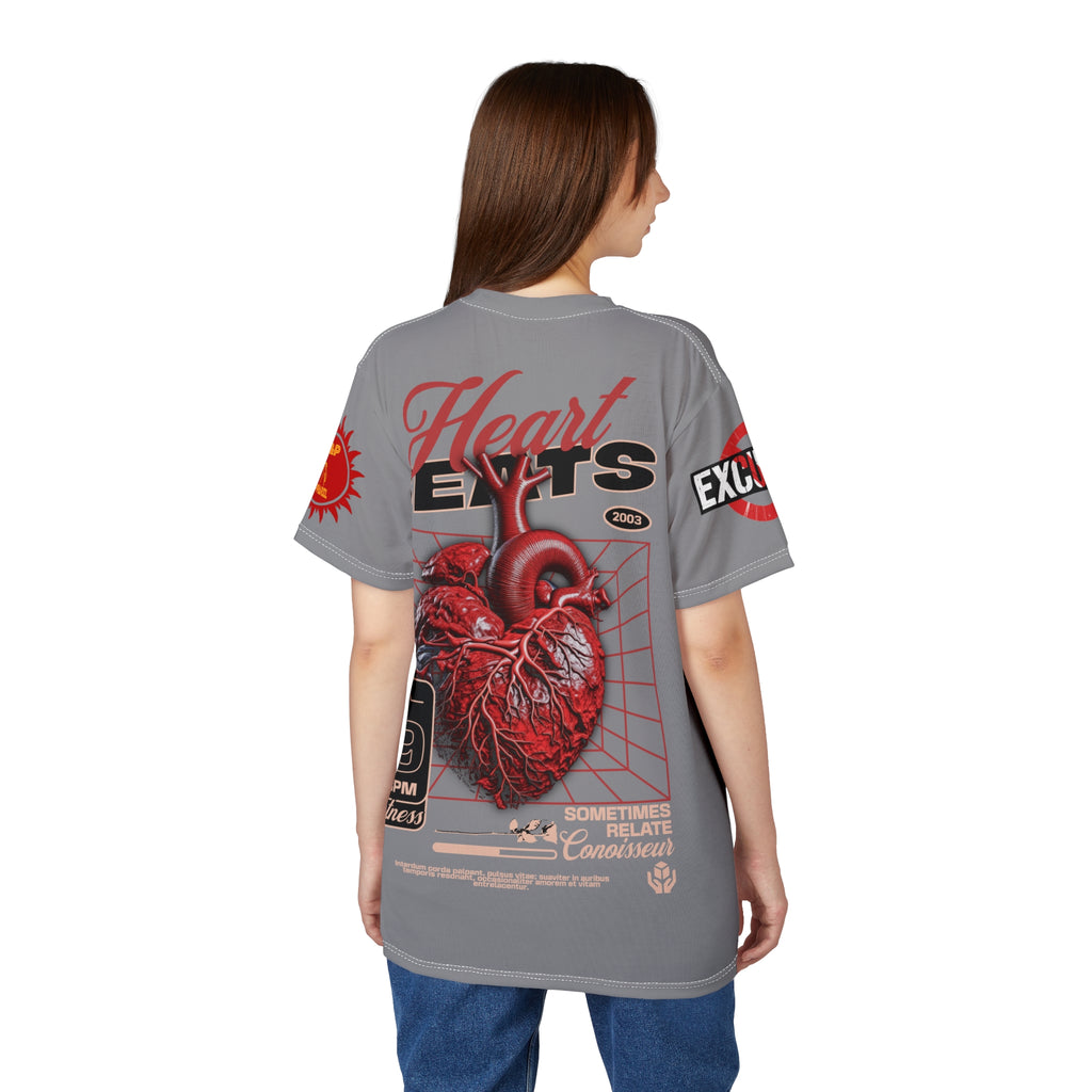Heart Beats LD&P Apparel Design Graphic Tee Grey