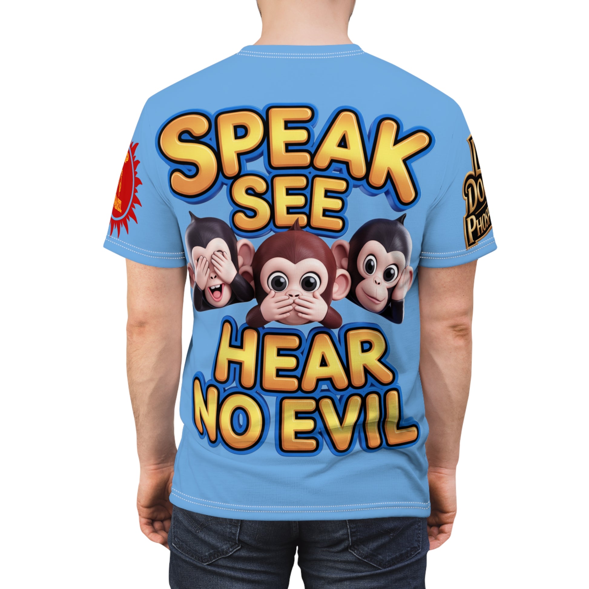 T-Shirt Speak See Hear No Evil Light Blue