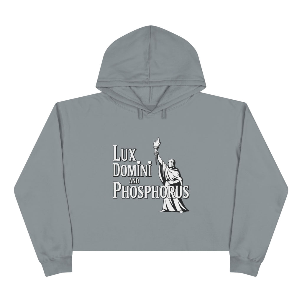 Lux Domini & Phosphorus Crop Hoodie — Gothic Latin Graphic