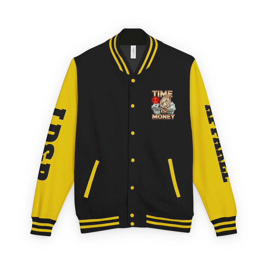 Unisex Heavyweight Letterman Jacket – Time is Money Design