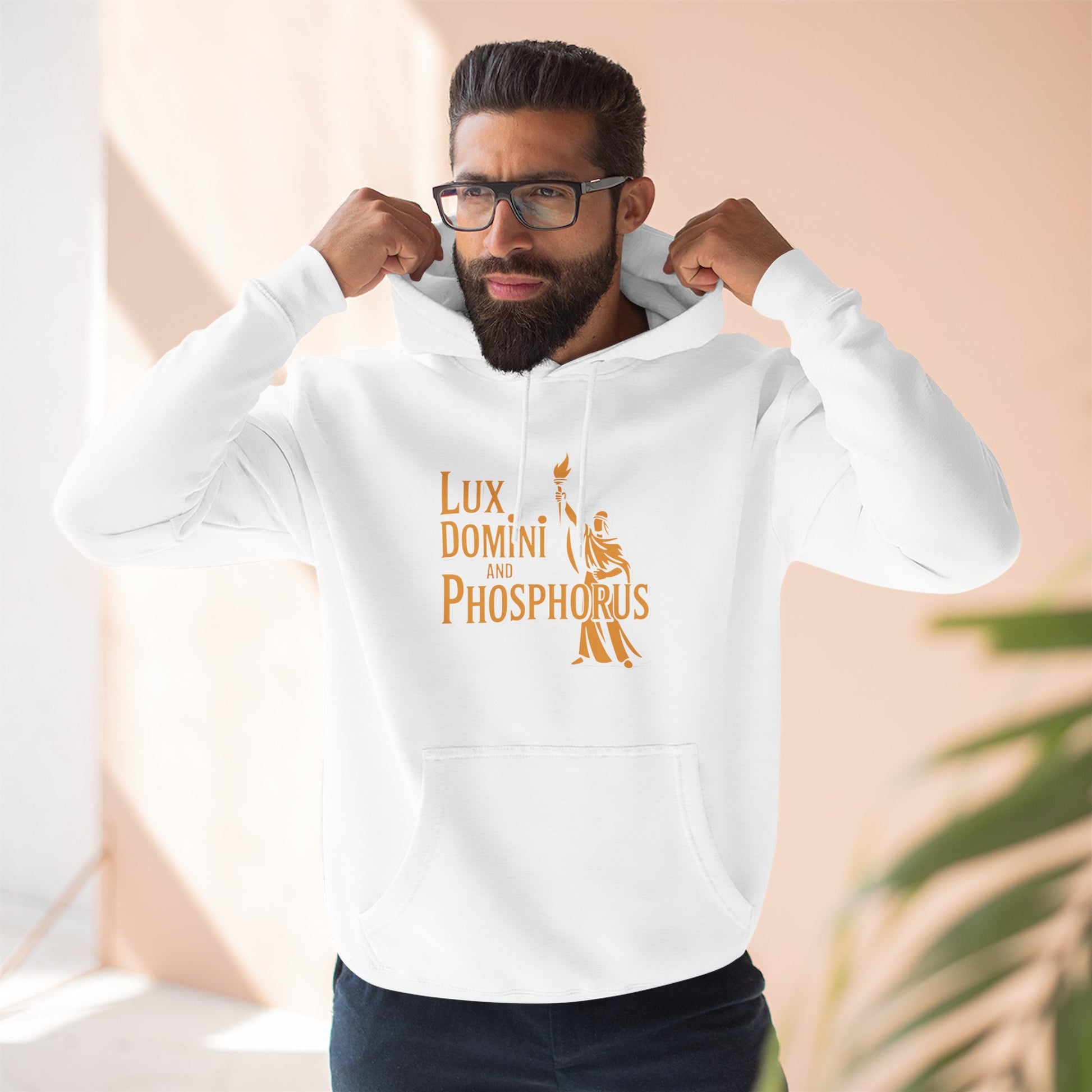 Fleece Hoodie Lux Domini and Phosphorus Apparel Design