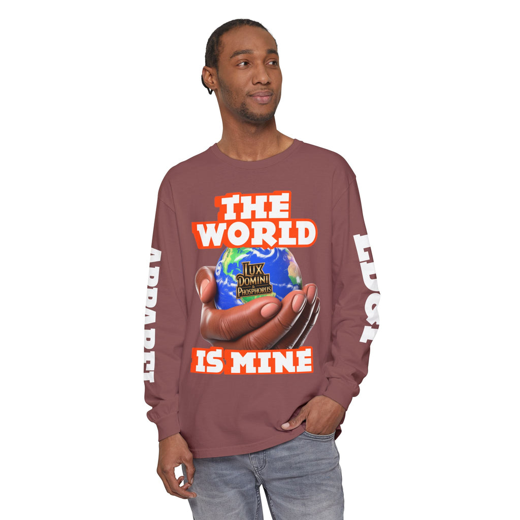 Garment-dyed Long Sleeve T-Shirt - The World Is Mine