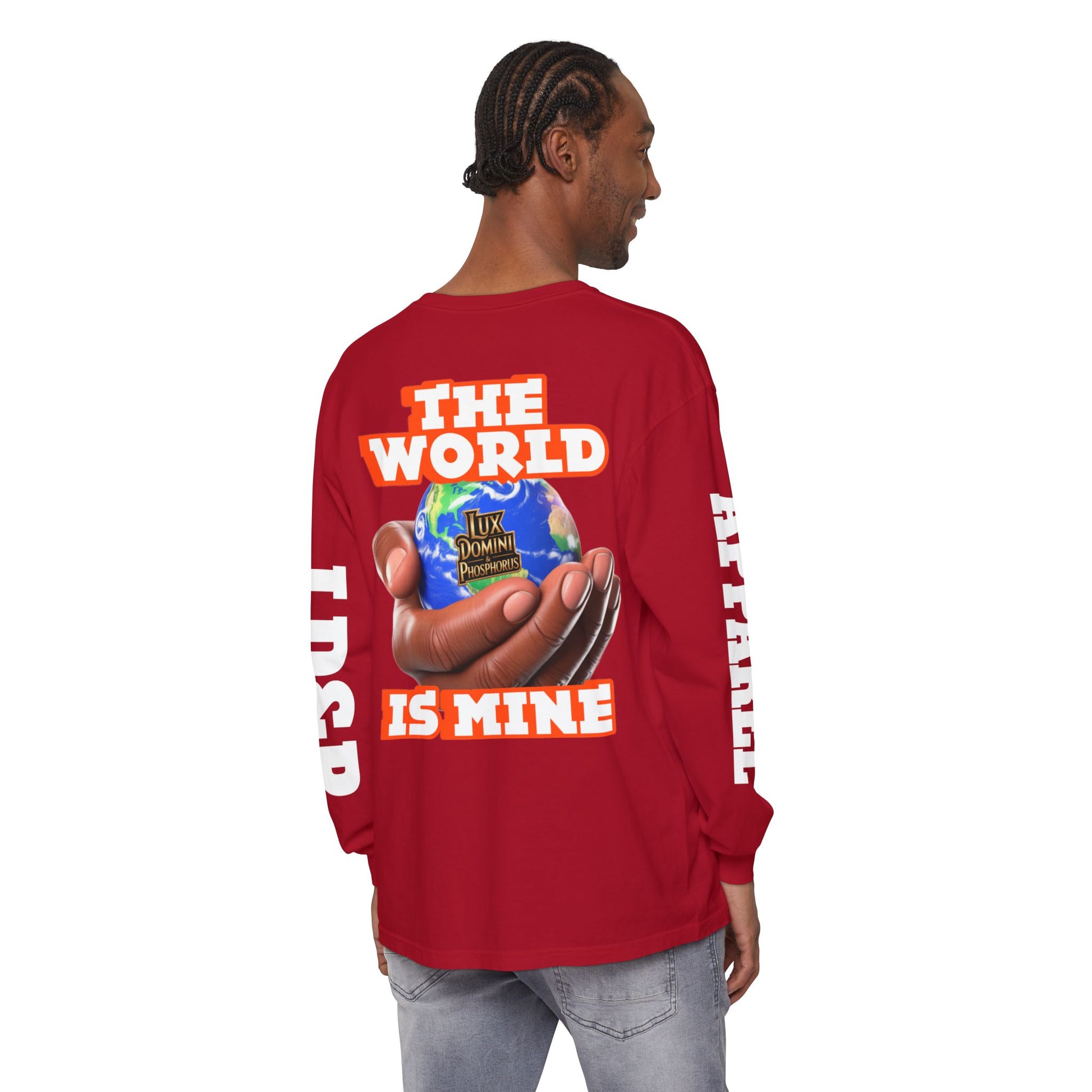 Garment-dyed Long Sleeve T-Shirt - The World Is Mine