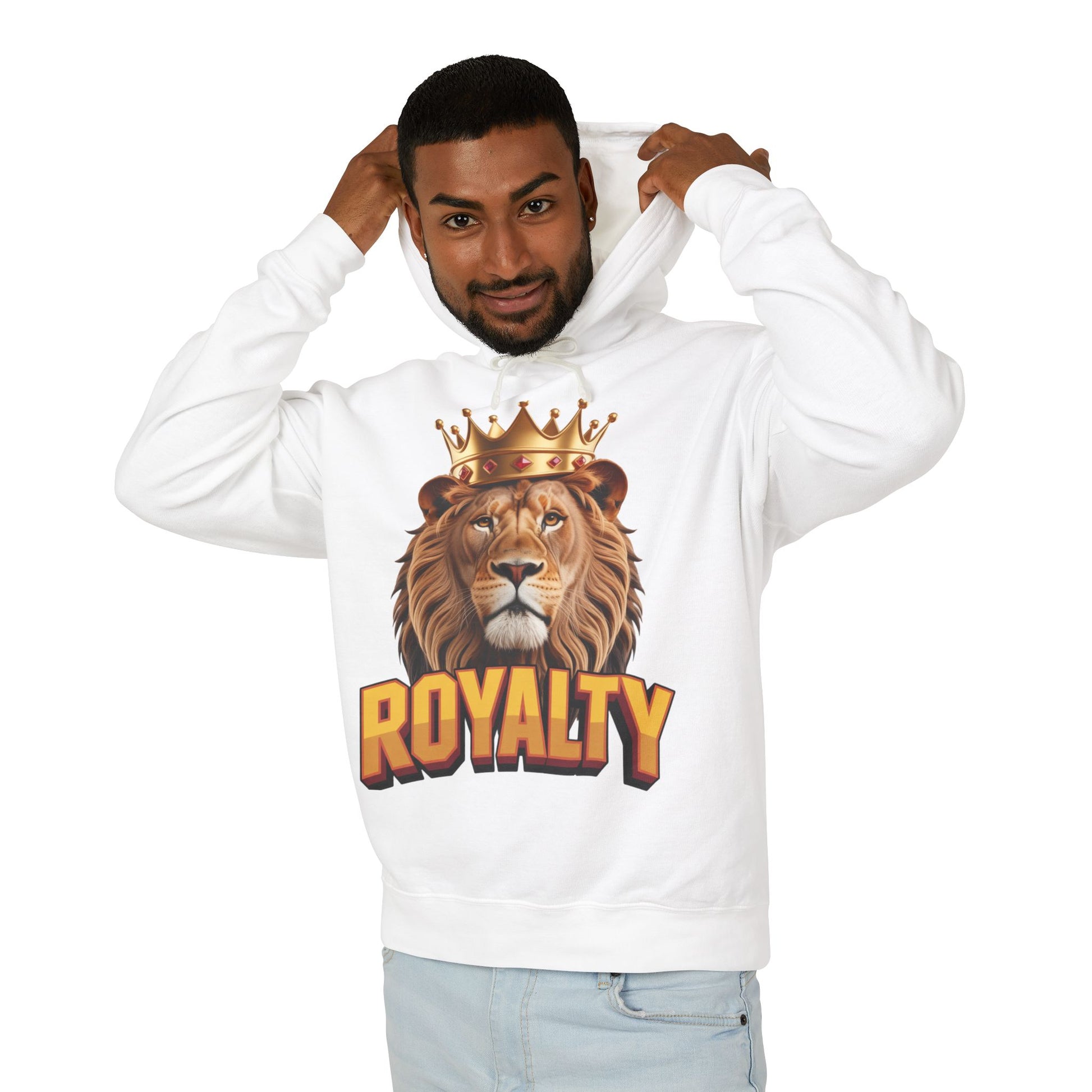 Royalty Lion Hooded Sweatshirt, Unisex Lightweight Pullover, King of the Jungle Sweatshirt, Animal Lover Gift, Cool Casual Wear