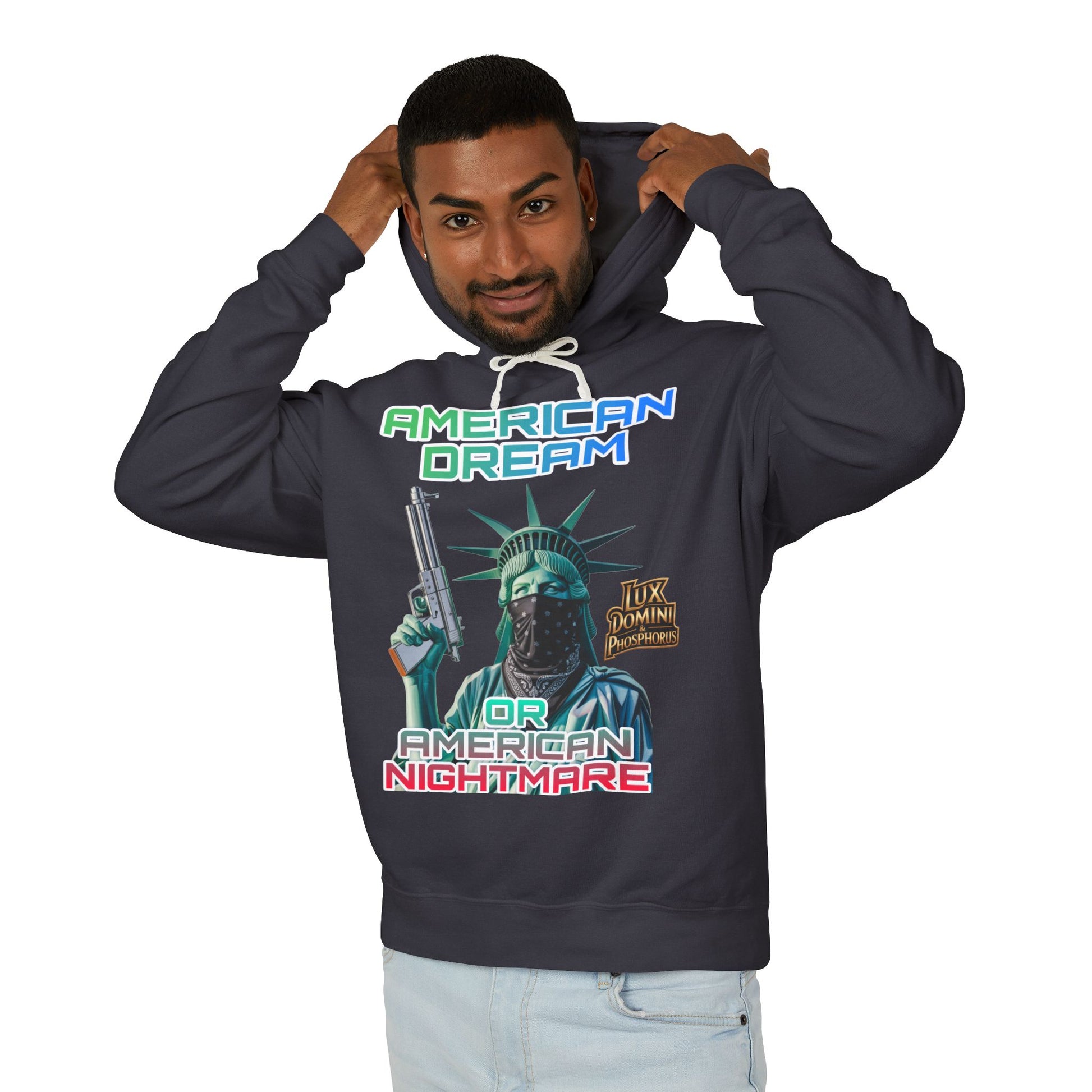 Lightweight Hooded Sweatshirt - American Dream or Nightmare Design