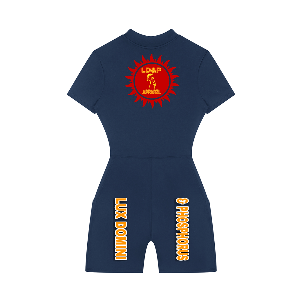 Women's Quarter-Zip Short Sleeve Romper