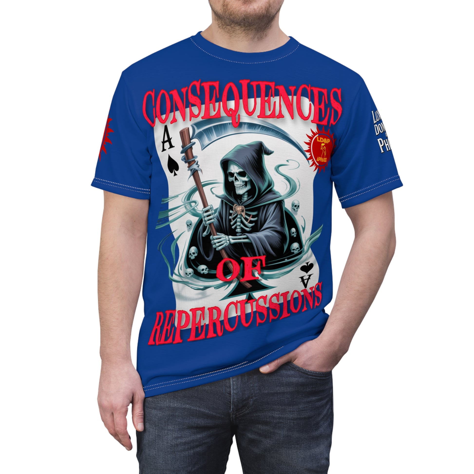 Consequences of Repercussions Graphic Shirt LD&P APPAREL Blue