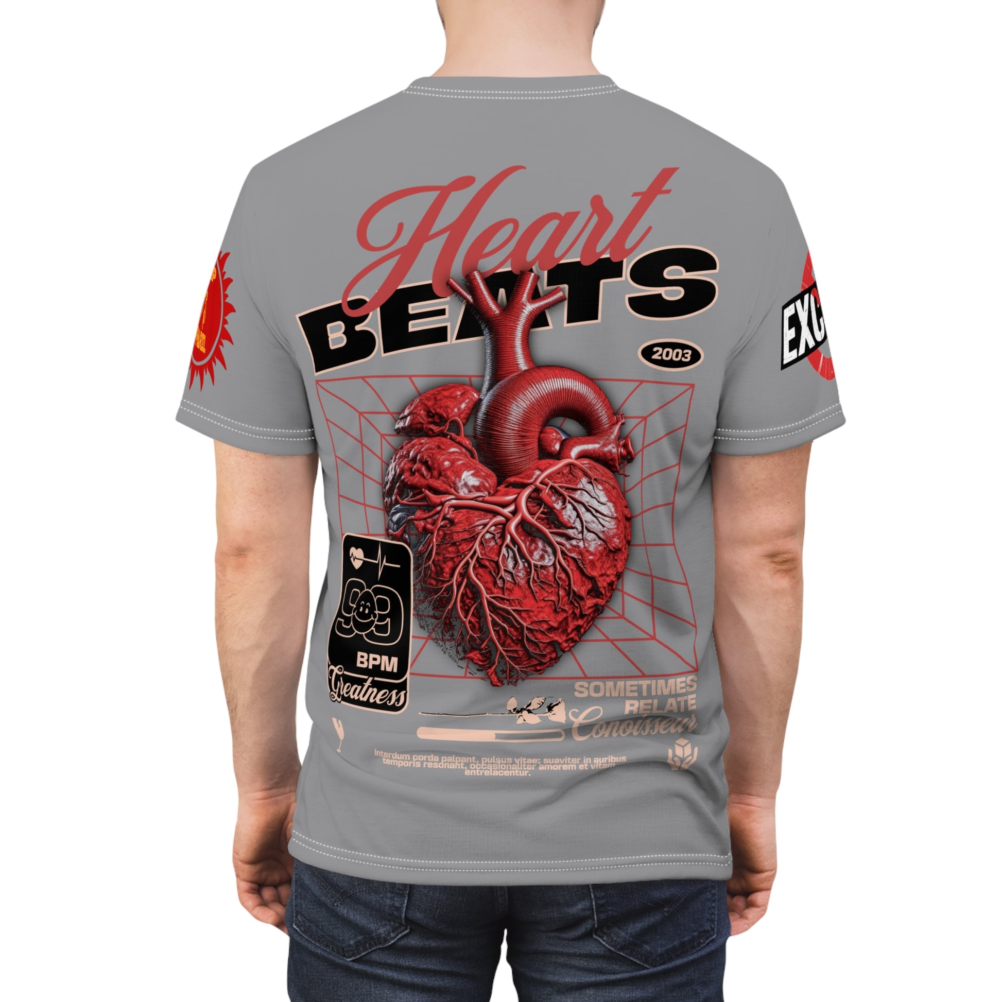 Heart Beats LD&P Apparel Design Graphic Tee Grey