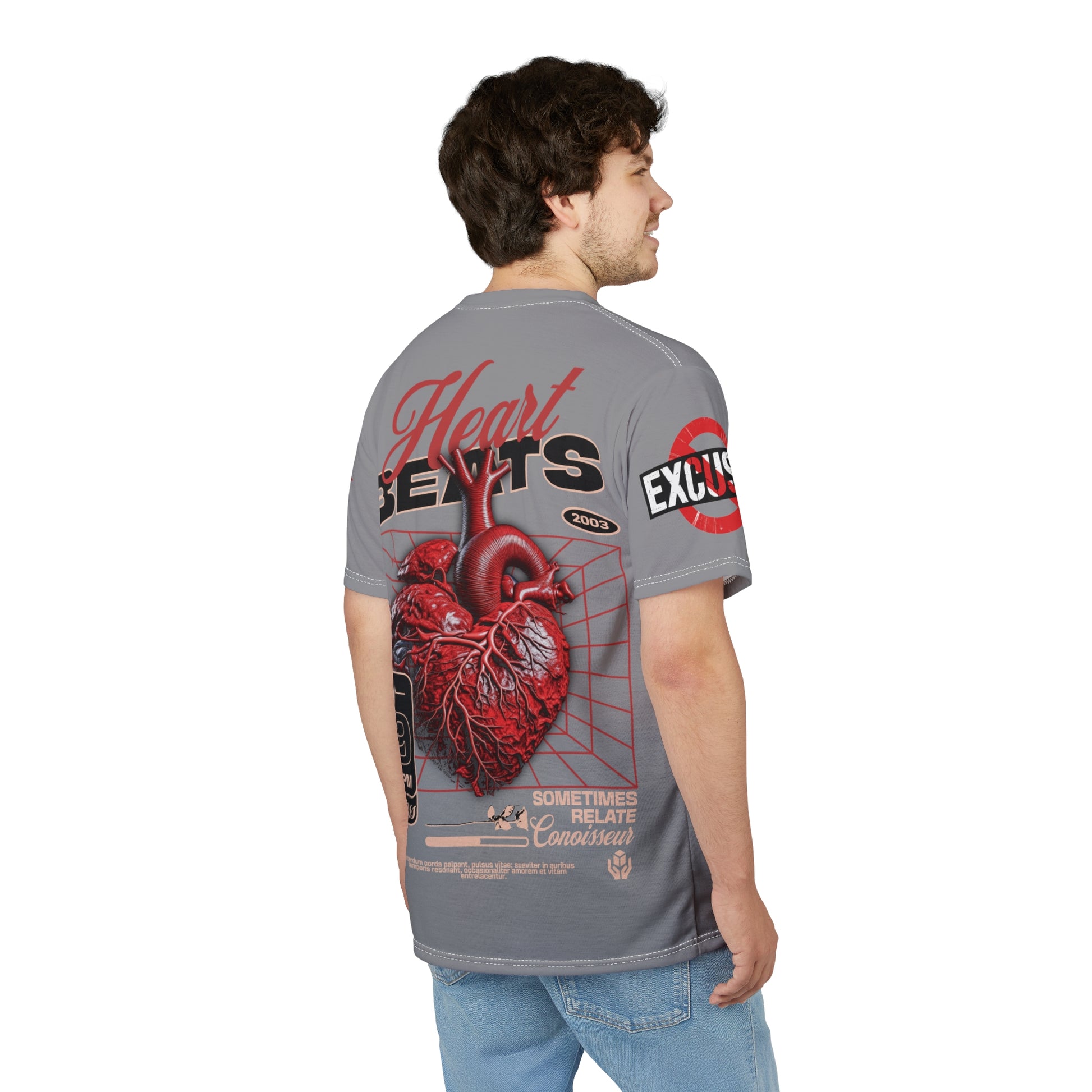 Heart Beats LD&P Apparel Design Graphic Tee Grey