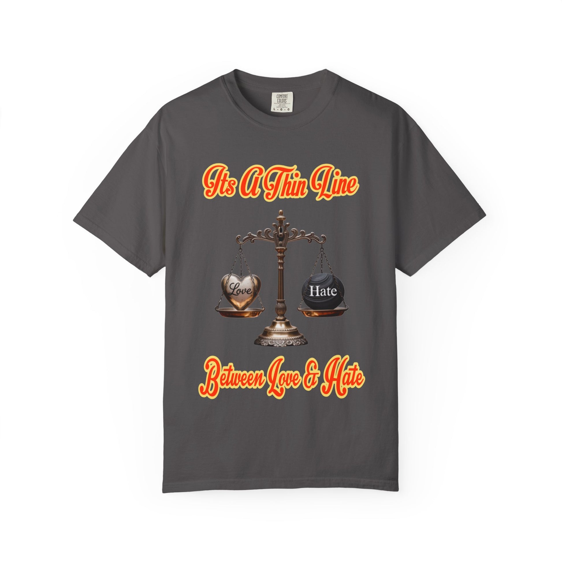 Garment-Dyed T-shirt Thin Line Love Hate LD&amp;P APPAREL Design