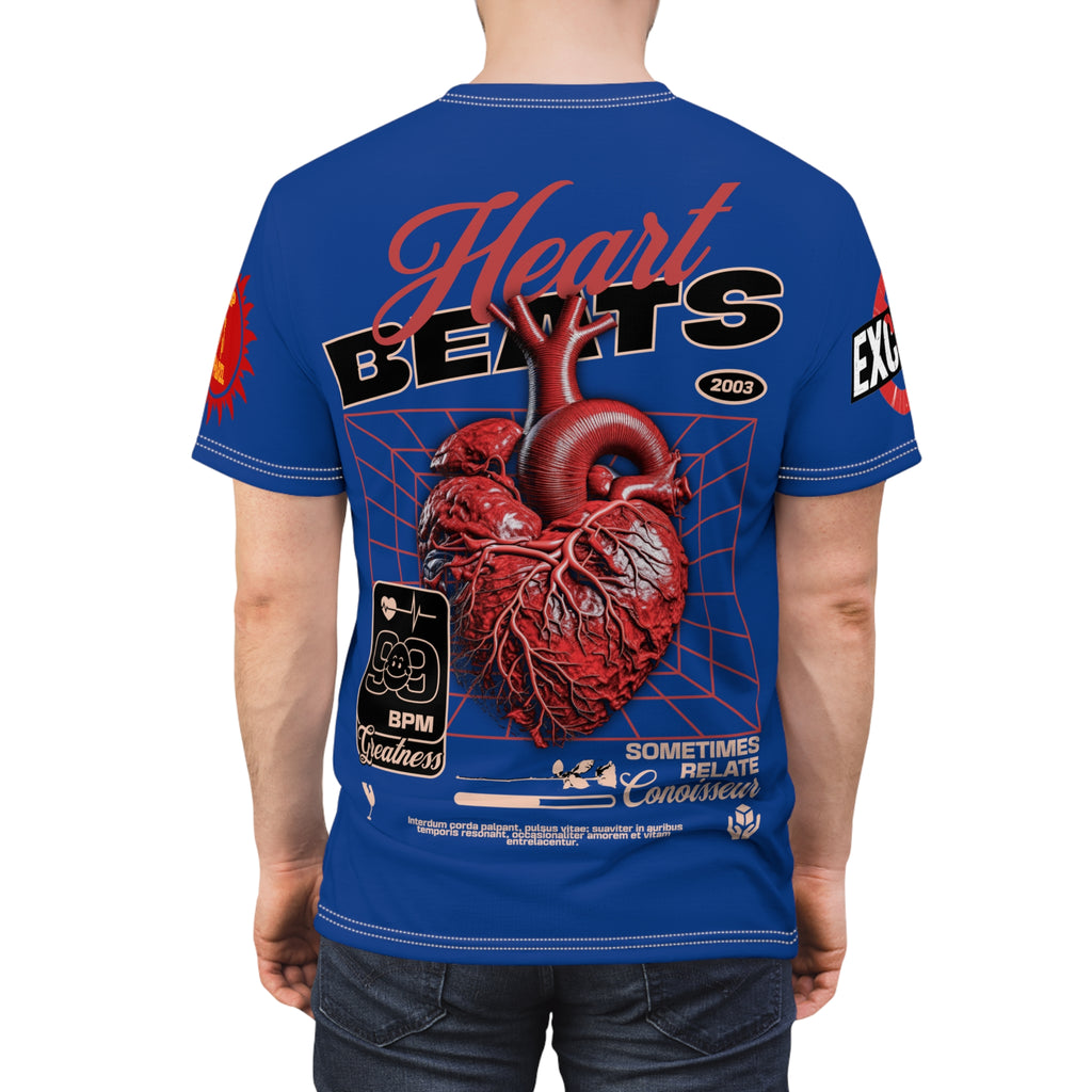 Heart Beats LD&P Apparel Design Graphic Tee Blue