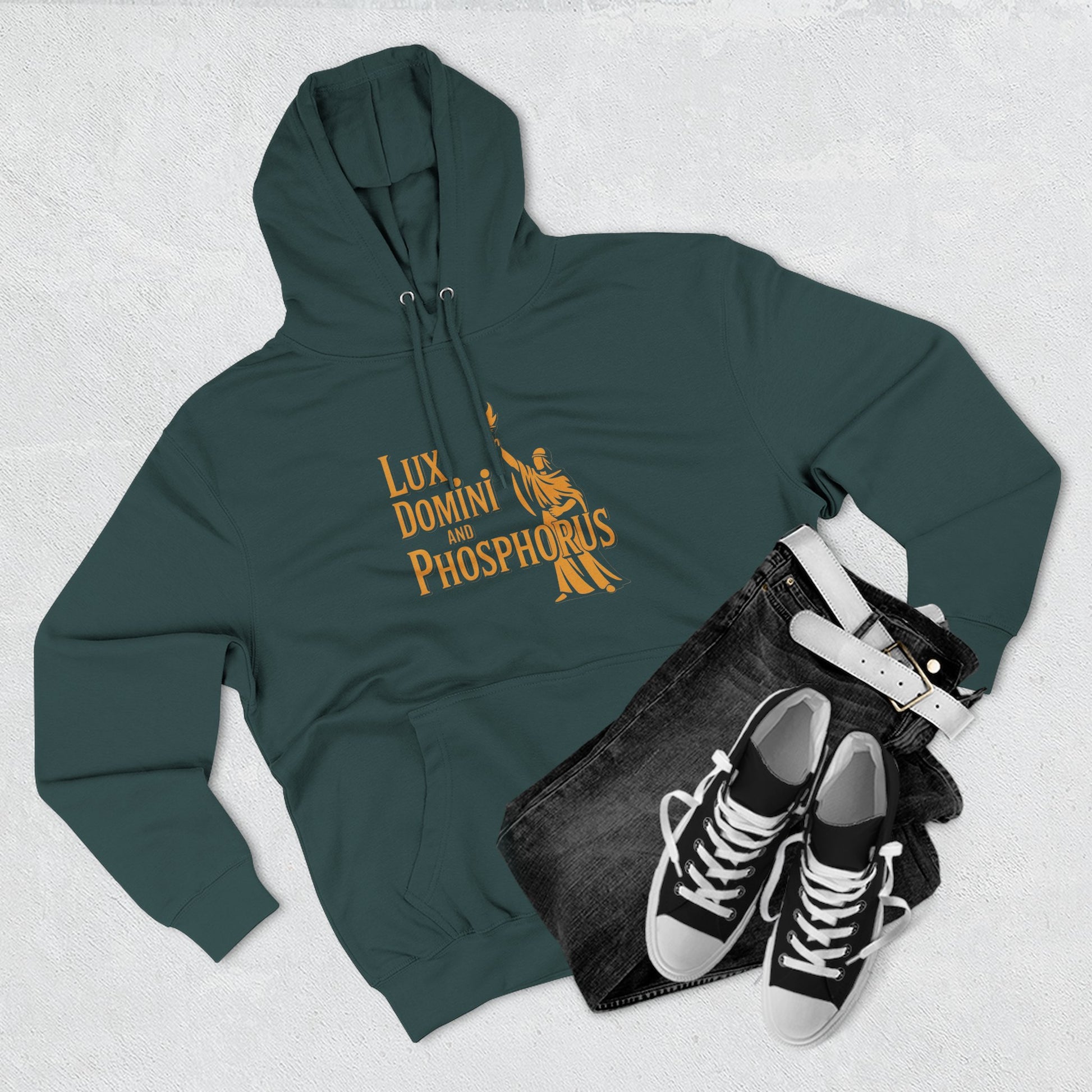 Fleece Hoodie Lux Domini and Phosphorus Apparel Design