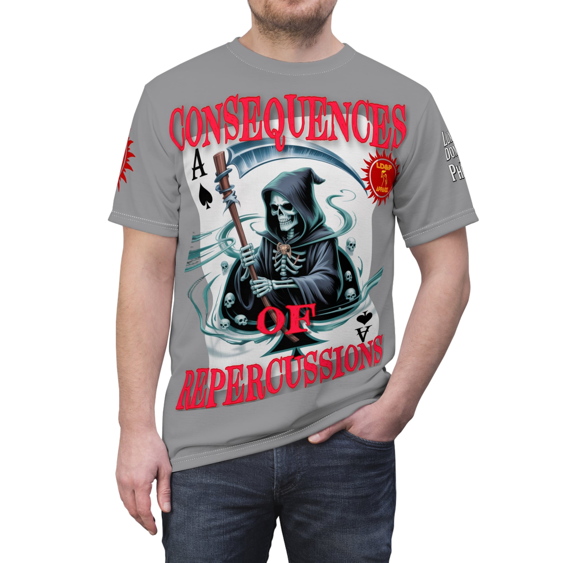 Consequences of Repercussions Graphic Shirt LD&P APPAREL Grey
