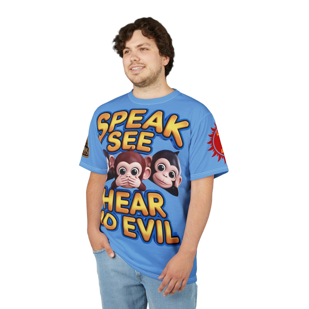 T-Shirt Speak See Hear No Evil Light Blue