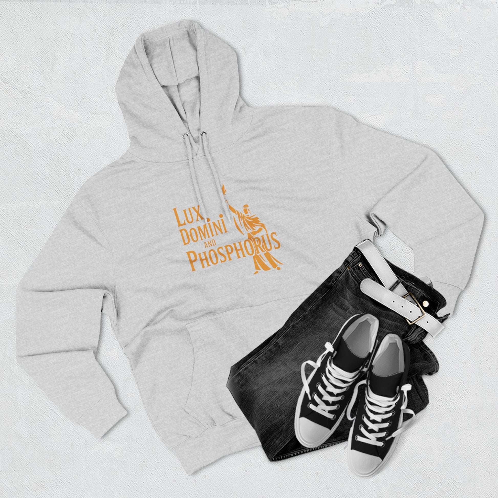 Fleece Hoodie Lux Domini and Phosphorus Apparel Design