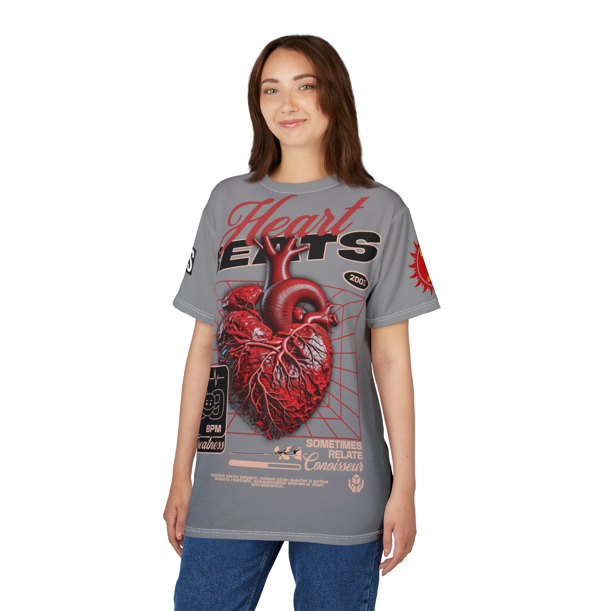 Heart Beats LD&P Apparel Design Graphic Tee Grey