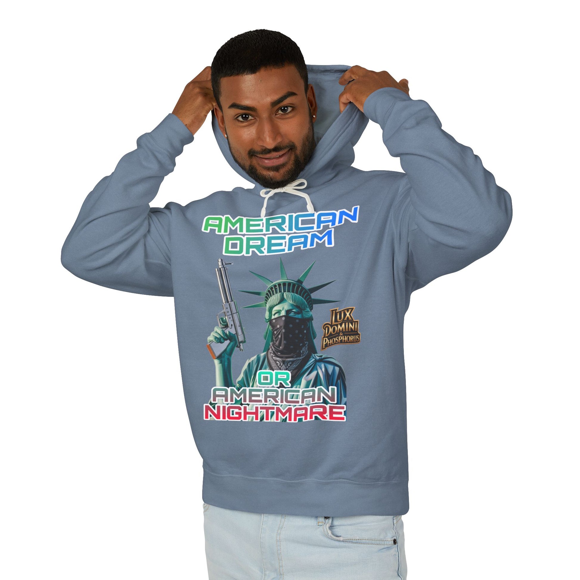 Lightweight Hooded Sweatshirt - American Dream or Nightmare Design