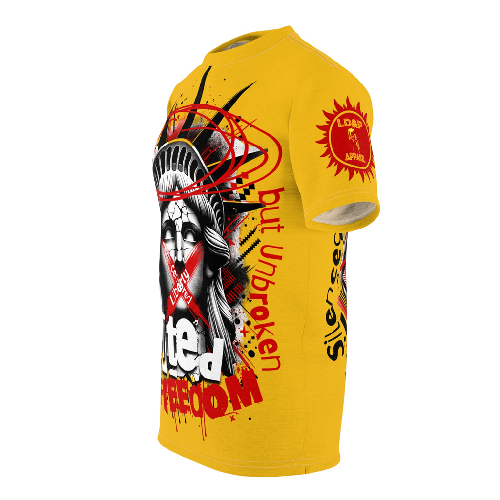 Muted Freedom LD&P APPAREL DESIGN Graphic Tee Shirt Yellow