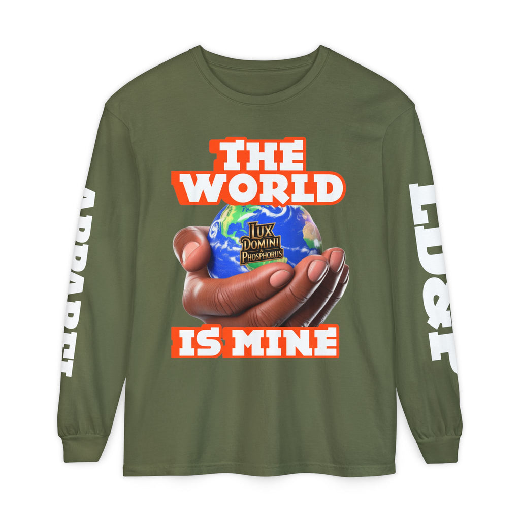 Garment-dyed Long Sleeve T-Shirt - The World Is Mine