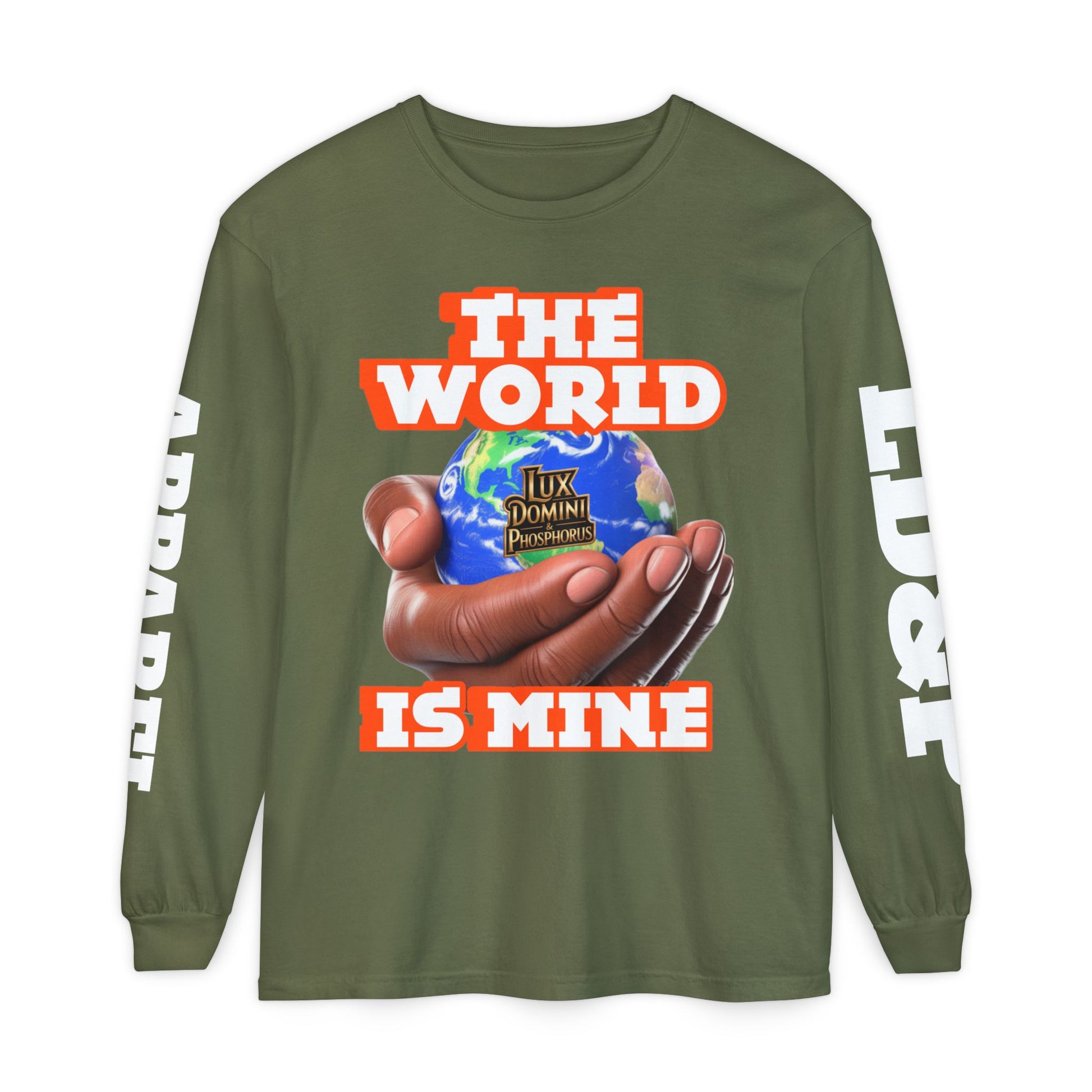 Garment-dyed Long Sleeve T-Shirt - The World Is Mine