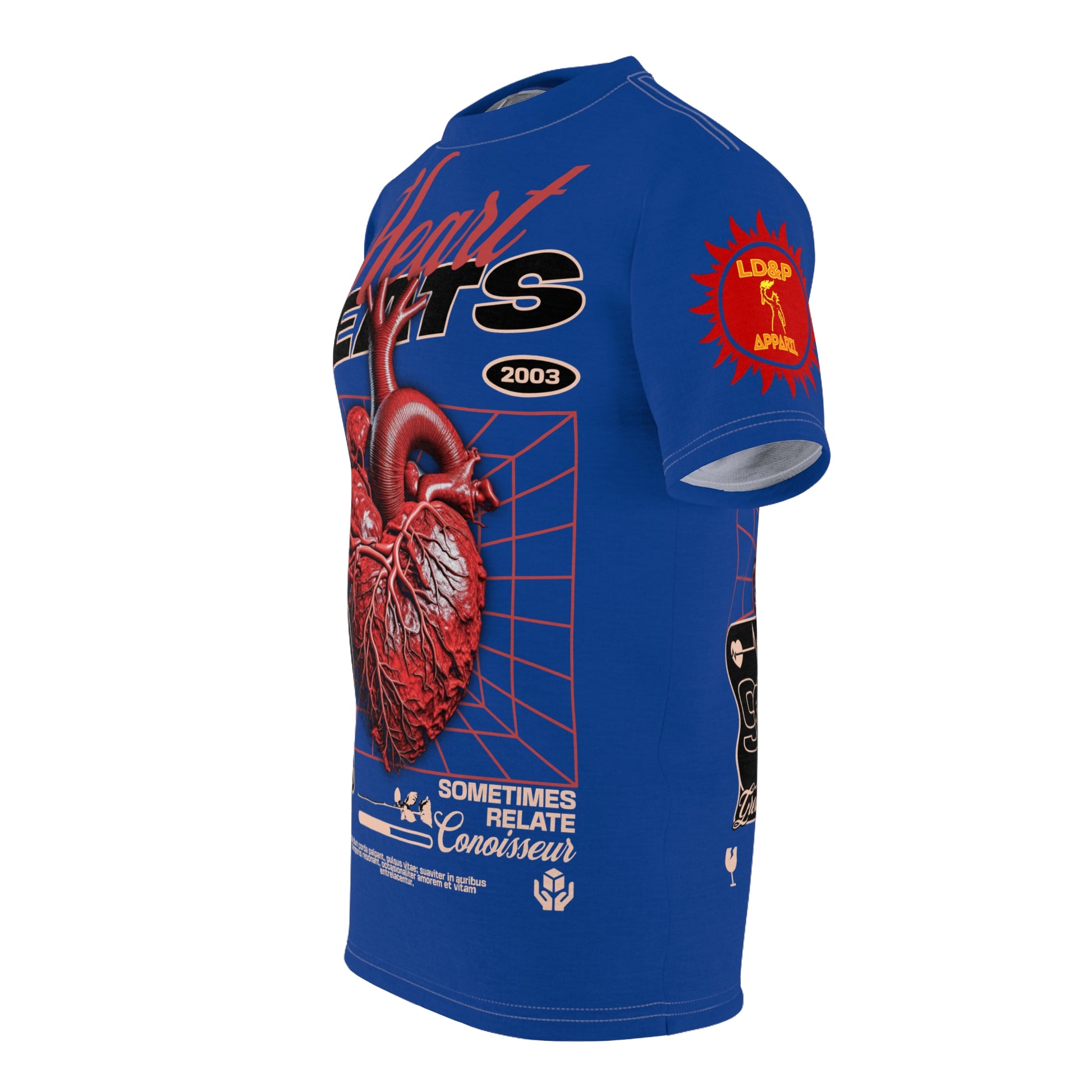 Heart Beats LD&P Apparel Design Graphic Tee Blue
