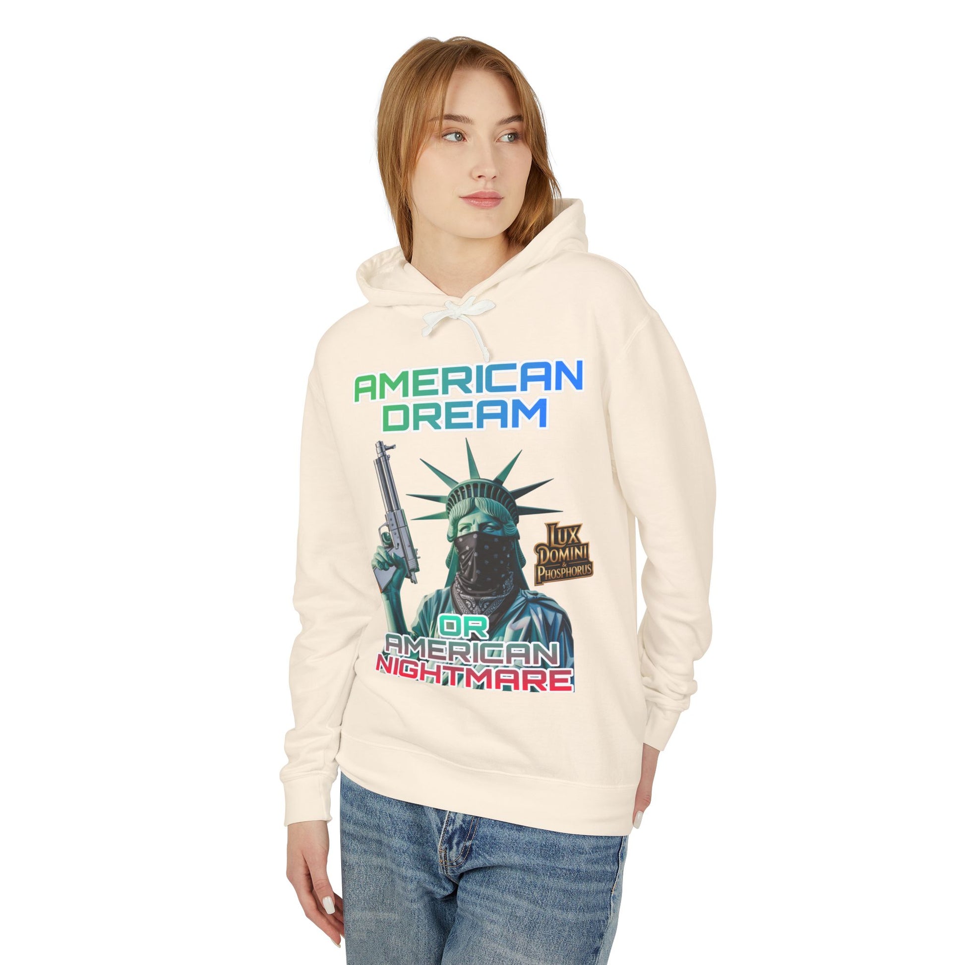 Lightweight Hooded Sweatshirt - American Dream or Nightmare Design