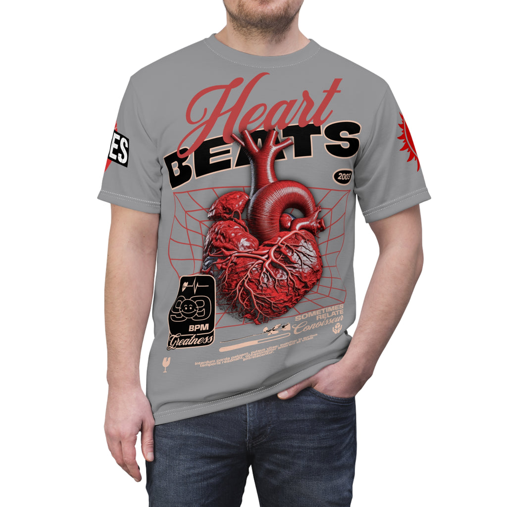 Heart Beats LD&P Apparel Design Graphic Tee Grey