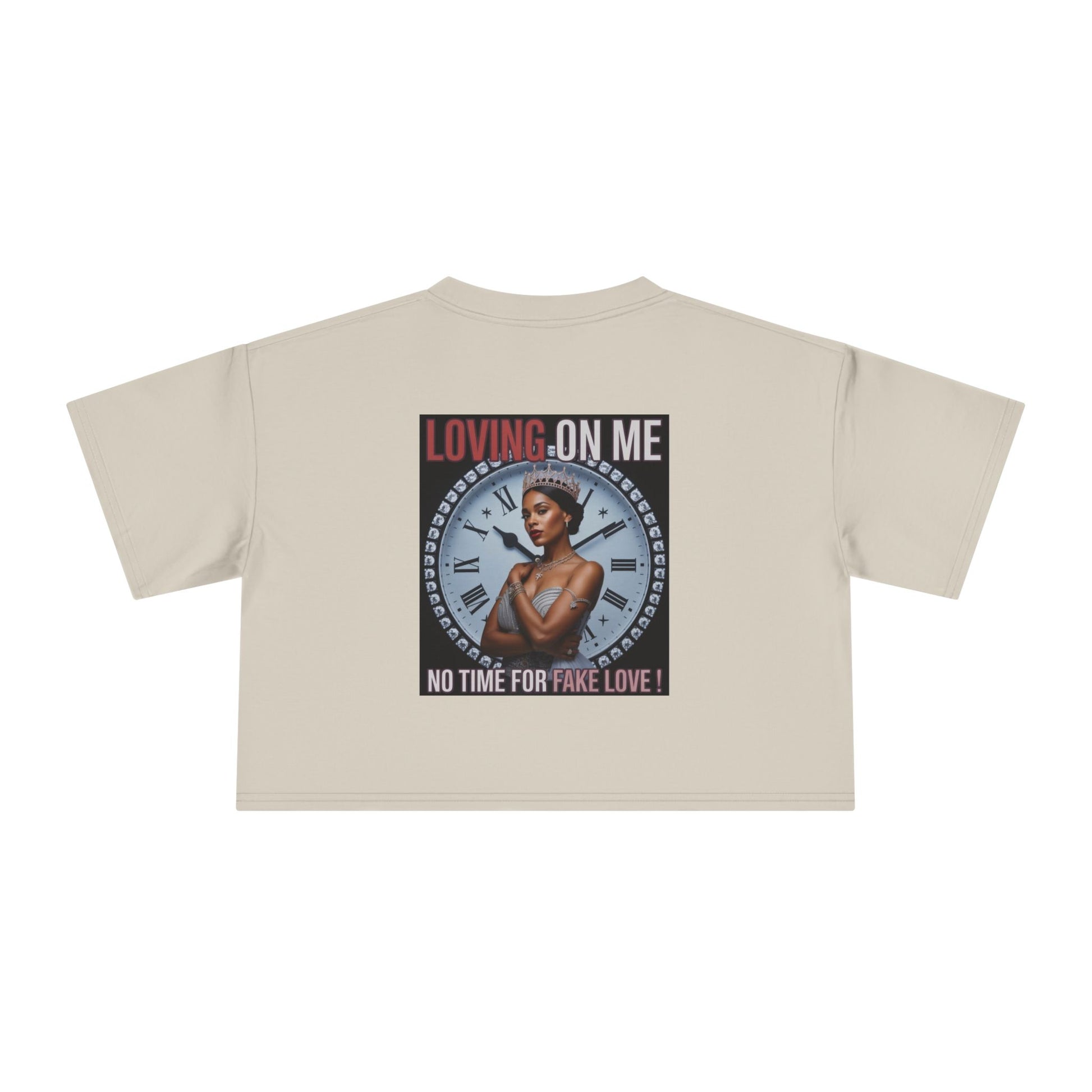 Loving On Me Crop Tee — "No Time for Fake Love" Women's Graphic Tee