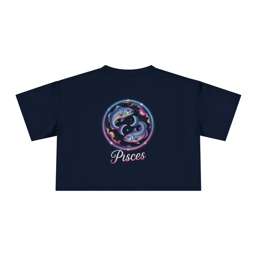 Pisces Watercolor Crop Tee — Zodiac Fish Astrological Women's Top