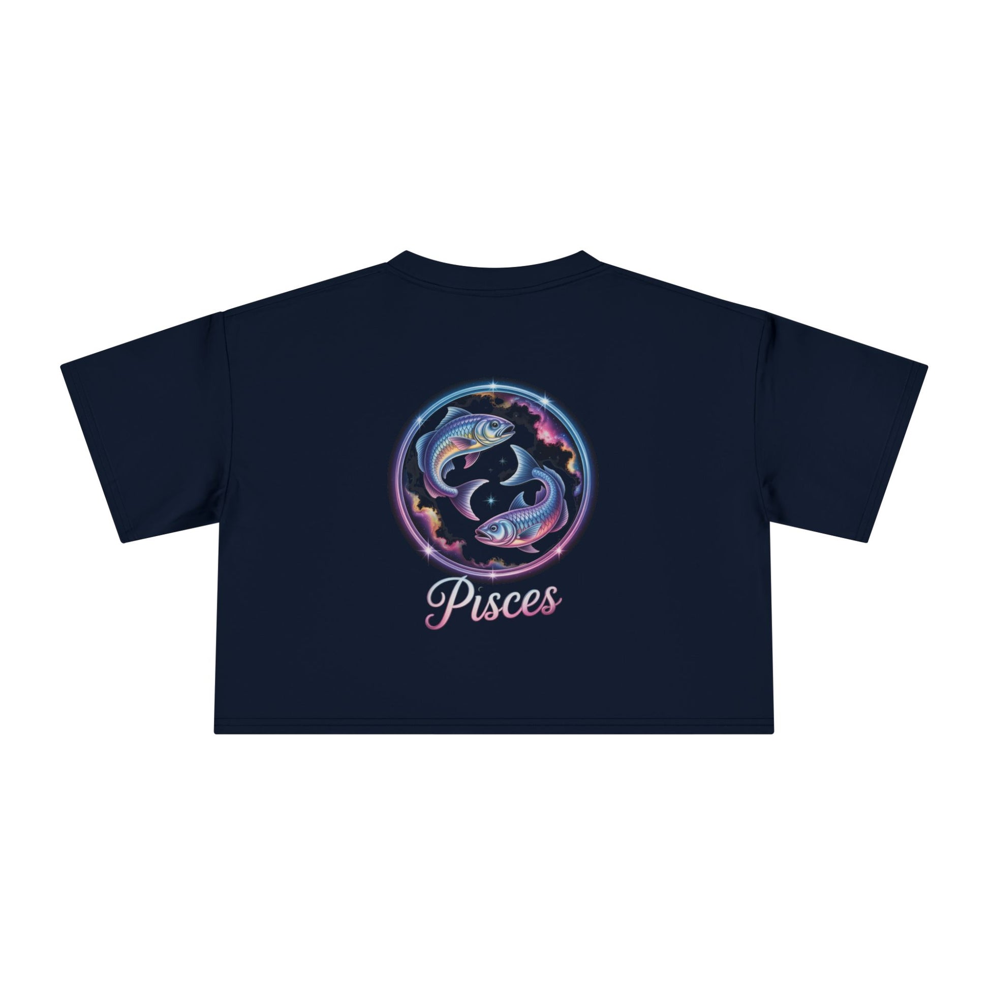 Pisces Watercolor Crop Tee — Zodiac Fish Astrological Women's Top