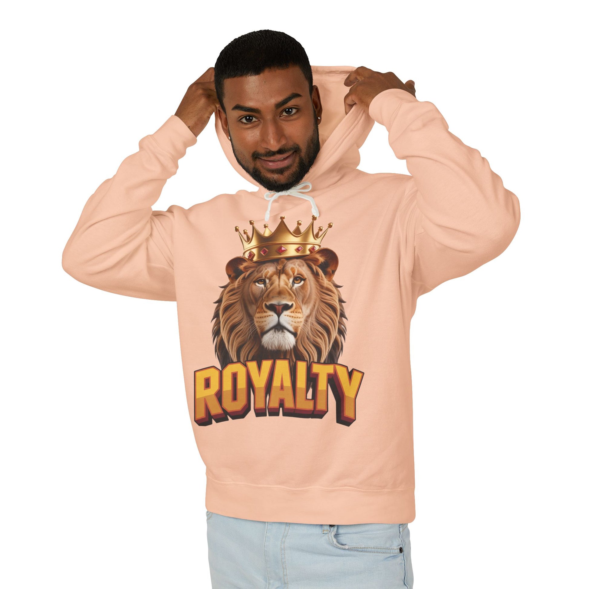 Royalty Lion Hooded Sweatshirt, Unisex Lightweight Pullover, King of the Jungle Sweatshirt, Animal Lover Gift, Cool Casual Wear