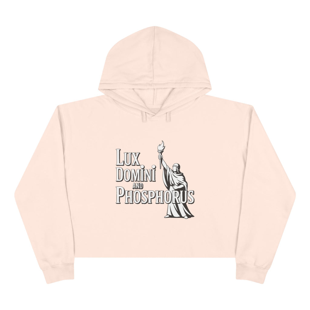 Lux Domini & Phosphorus Crop Hoodie — Gothic Latin Graphic