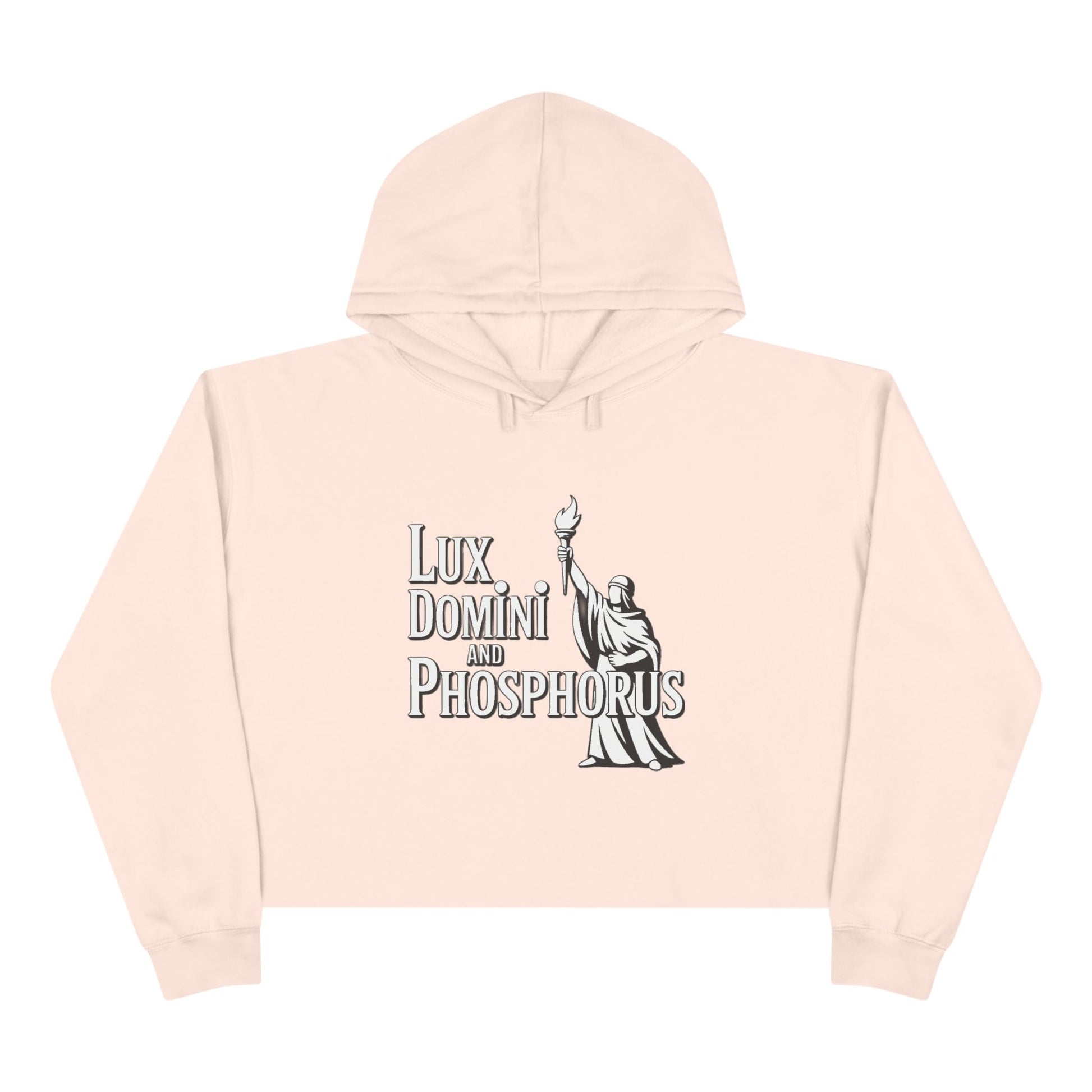 Lux Domini & Phosphorus Crop Hoodie — Gothic Latin Graphic