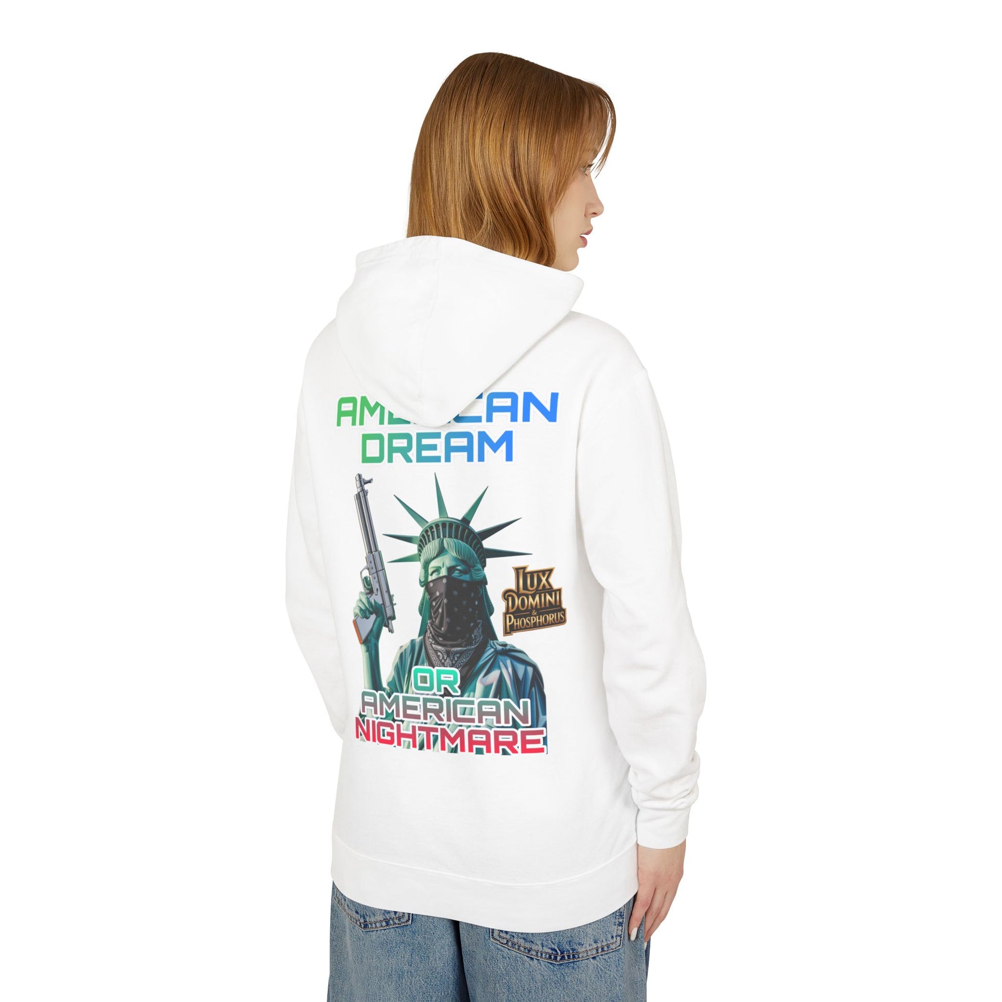 Lightweight Hooded Sweatshirt - American Dream or Nightmare Design